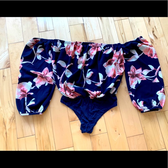 Floral Off Shoulder Body Suit - Picture 2 of 5